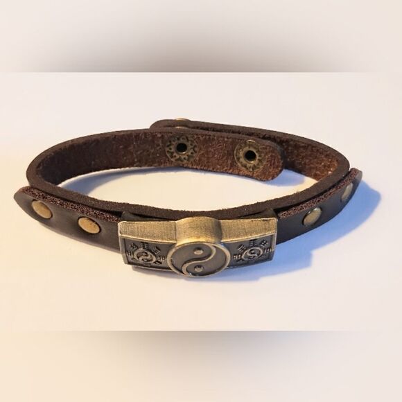 Men's bracelet leather brown new d68 - Picture 1 of 1